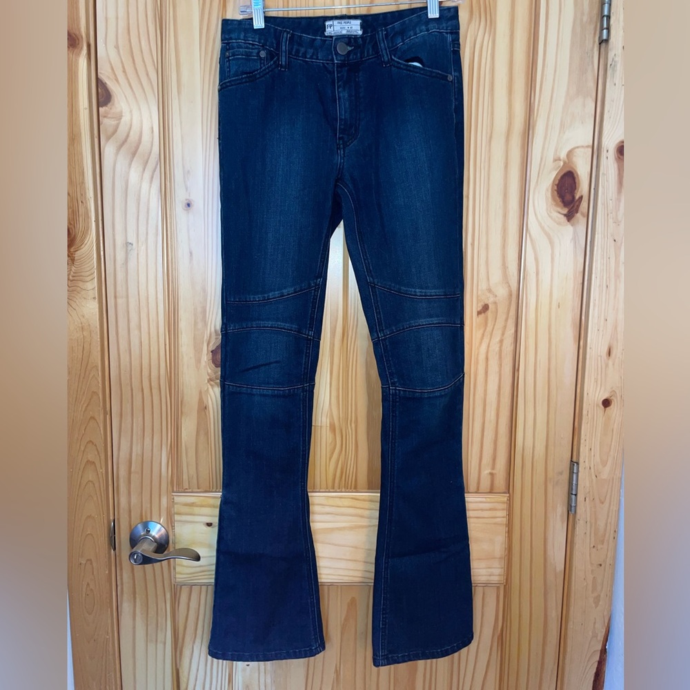 Free people flare jeans w button decal